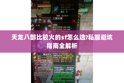 天龙八部比较火的sf怎么选?私服避坑指南全解析