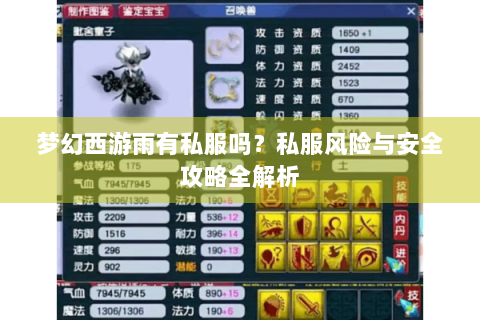 梦幻西游雨有私服吗？私服风险与安全攻略全解析