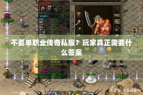 不要单职业传奇私服？玩家真正需要什么答案