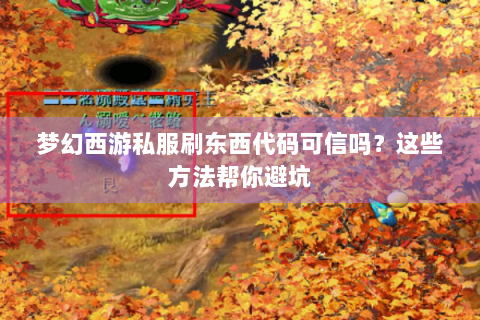 梦幻西游私服刷东西代码可信吗？这些方法帮你避坑