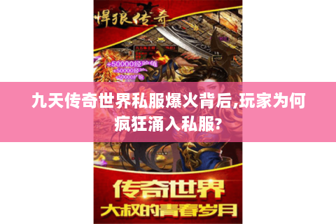 九天传奇世界私服爆火背后,玩家为何疯狂涌入私服?