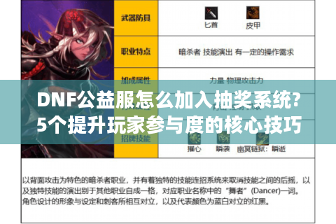 DNF公益服怎么加入抽奖系统?5个提升玩家参与度的核心技巧