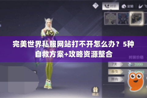完美世界私服网站打不开怎么办？5种自救方案+攻略资源整合