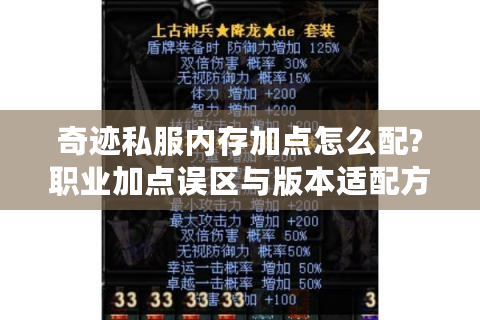 奇迹私服内存加点怎么配?职业加点误区与版本适配方案