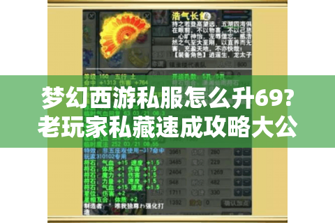 梦幻西游私服怎么升69?老玩家私藏速成攻略大公开