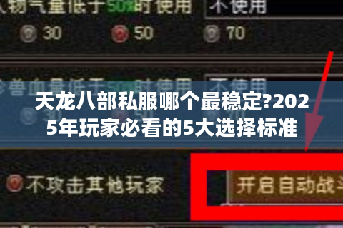 天龙八部私服哪个最稳定?2025年玩家必看的5大选择标准