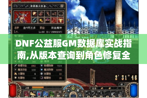 DNF公益服GM数据库实战指南,从版本查询到角色修复全解析