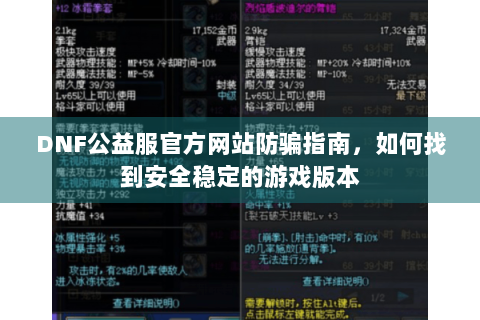 DNF公益服官方网站防骗指南，如何找到安全稳定的游戏版本