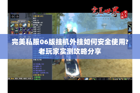 完美私服06版挂机外挂如何安全使用?老玩家实测攻略分享