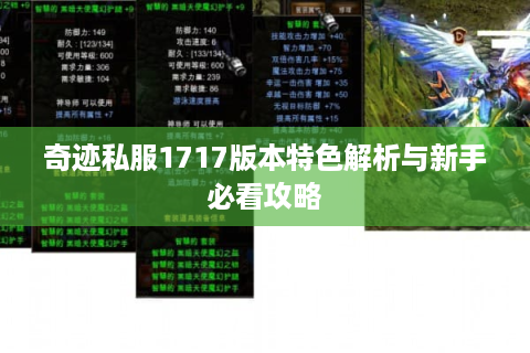 奇迹私服1717版本特色解析与新手必看攻略