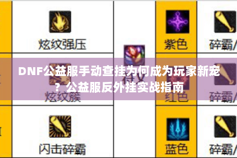 DNF公益服手动查挂为何成为玩家新宠？公益服反外挂实战指南