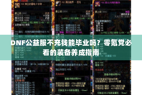 DNF公益服不充钱能毕业吗？零氪党必看的装备养成指南