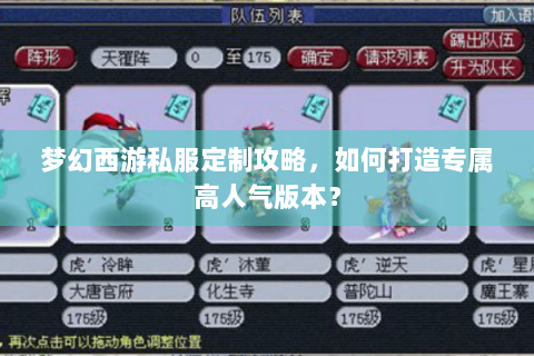 梦幻西游私服定制攻略，如何打造专属高人气版本？