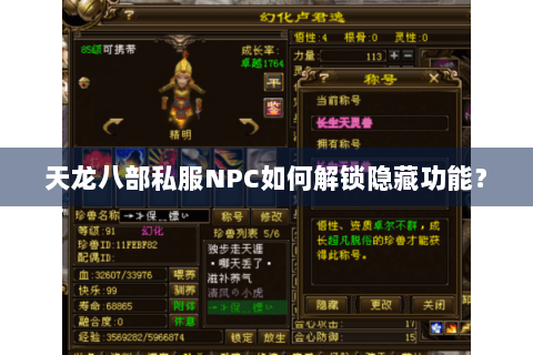 天龙八部私服NPC如何解锁隐藏功能？