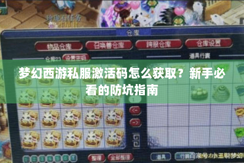 梦幻西游私服激活码怎么获取？新手必看的防坑指南