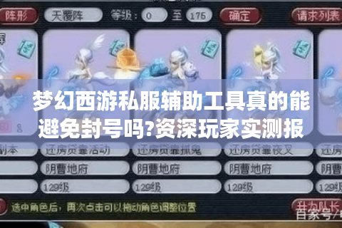 梦幻西游私服辅助工具真的能避免封号吗?资深玩家实测报告