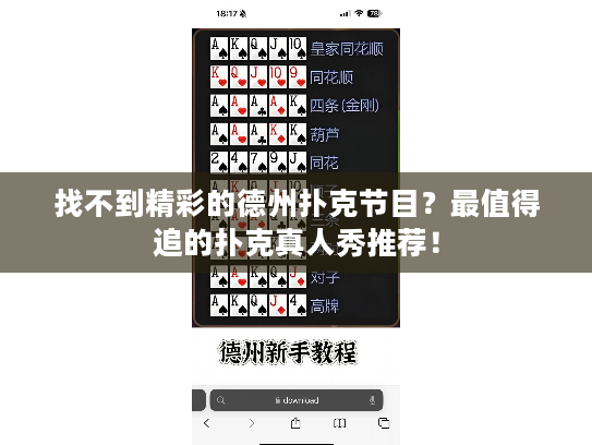 找不到精彩的德州扑克节目？最值得追的扑克真人秀推荐！