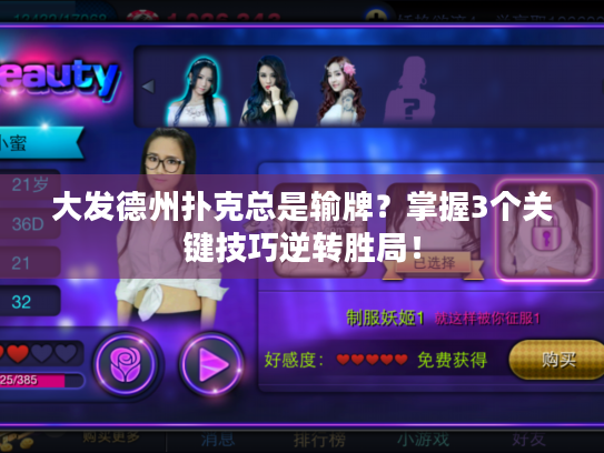 大发德州扑克总是输牌？掌握3个关键技巧逆转胜局！