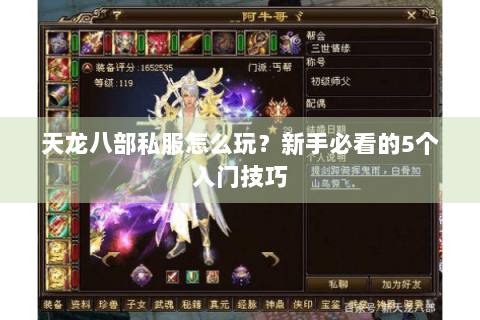 天龙八部私服怎么玩？新手必看的5个入门技巧