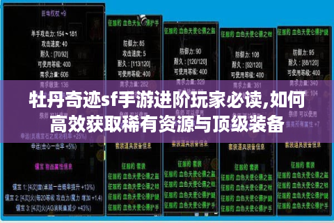 牡丹奇迹sf手游进阶玩家必读,如何高效获取稀有资源与顶级装备