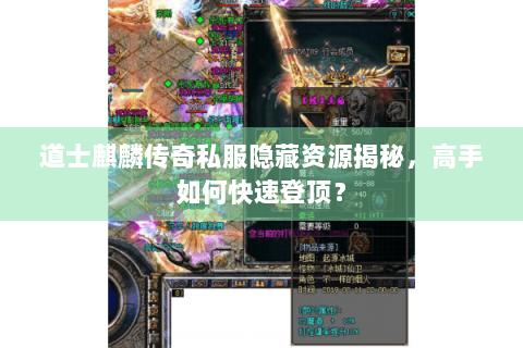 道士麒麟传奇私服隐藏资源揭秘，高手如何快速登顶？