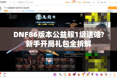 DNF86版本公益服1级送啥?新手开局礼包全拆解