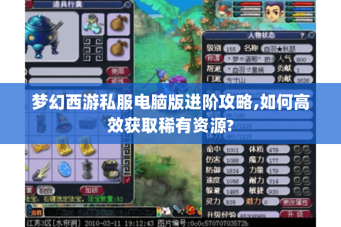 梦幻西游私服电脑版进阶攻略,如何高效获取稀有资源?