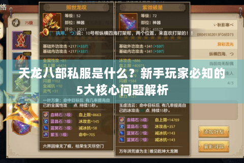 天龙八部私服是什么？新手玩家必知的5大核心问题解析