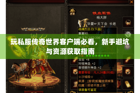 玩私服传奇世界客户端必看，新手避坑与资源获取指南