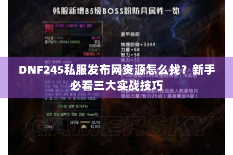 DNF245私服发布网资源怎么找？新手必看三大实战技巧