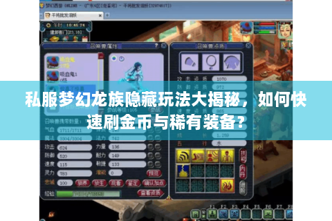私服梦幻龙族隐藏玩法大揭秘，如何快速刷金币与稀有装备？