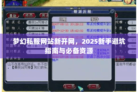 梦幻私服网站新开网，2025新手避坑指南与必备资源