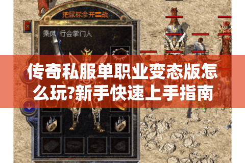传奇私服单职业变态版怎么玩?新手快速上手指南