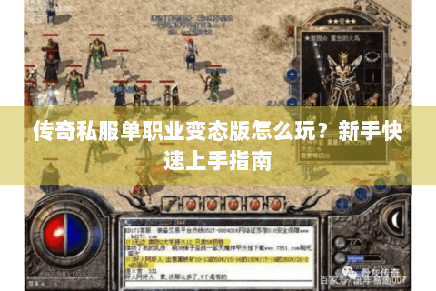 传奇私服单职业变态版怎么玩？新手快速上手指南