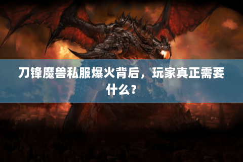 刀锋魔兽私服爆火背后，玩家真正需要什么？